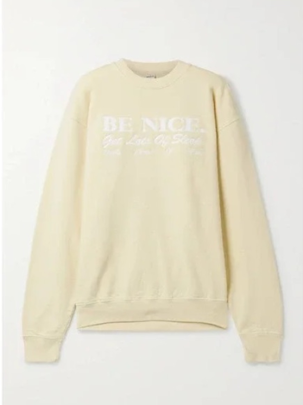 Sporty & Rich Light Yellow "BE NICE" Crewneck Sweater